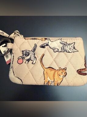 Vera Bradley Zip ID Case with Key Ring in A Cat’s Life  NEW
